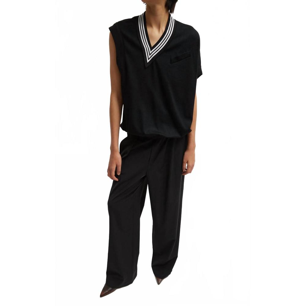 NEW TIBI wool jersey tennis vest in black - Picture 1 of 3